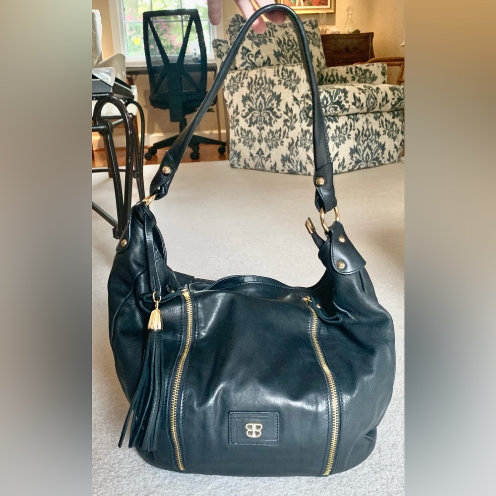 BASLER Hobo Tote Bag- Black Double Zippers w/ Tassel Pull **LIKE NEW!!🎁😍**